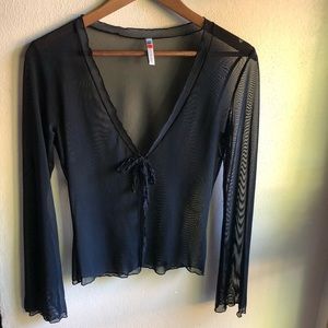 Sea Folly Dressy Swim Cover-up. Lightweight Mesh Open Front w/ Tie. Size Medium